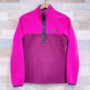 Columbia Three Lakes Colorblock Fleece Pullover Pink Purple 1/4 Snap Womens XS